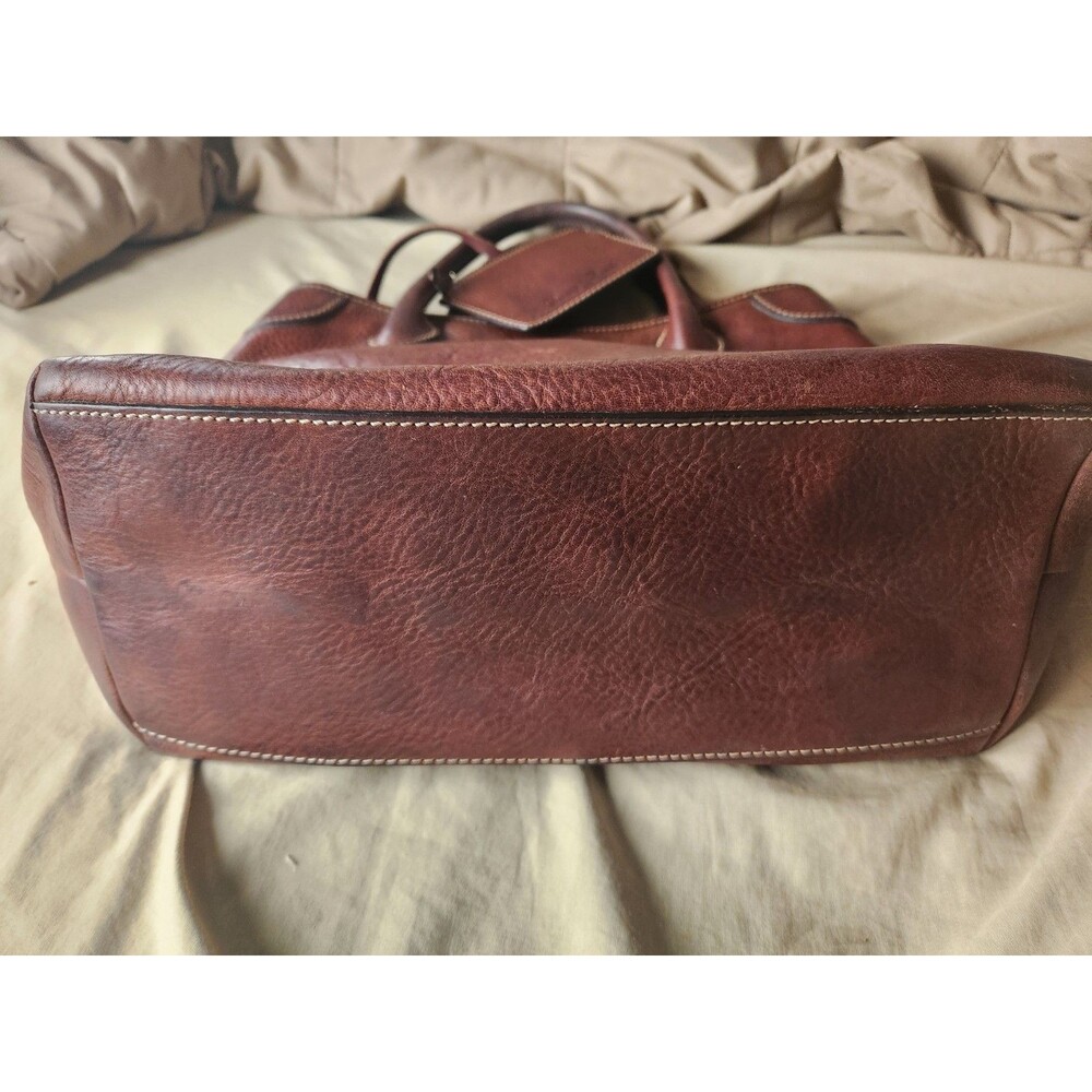 Dooney & Bourke Florentine Vacchetta Leather Double Pocket Satchel Brown - Picture 14 of 16